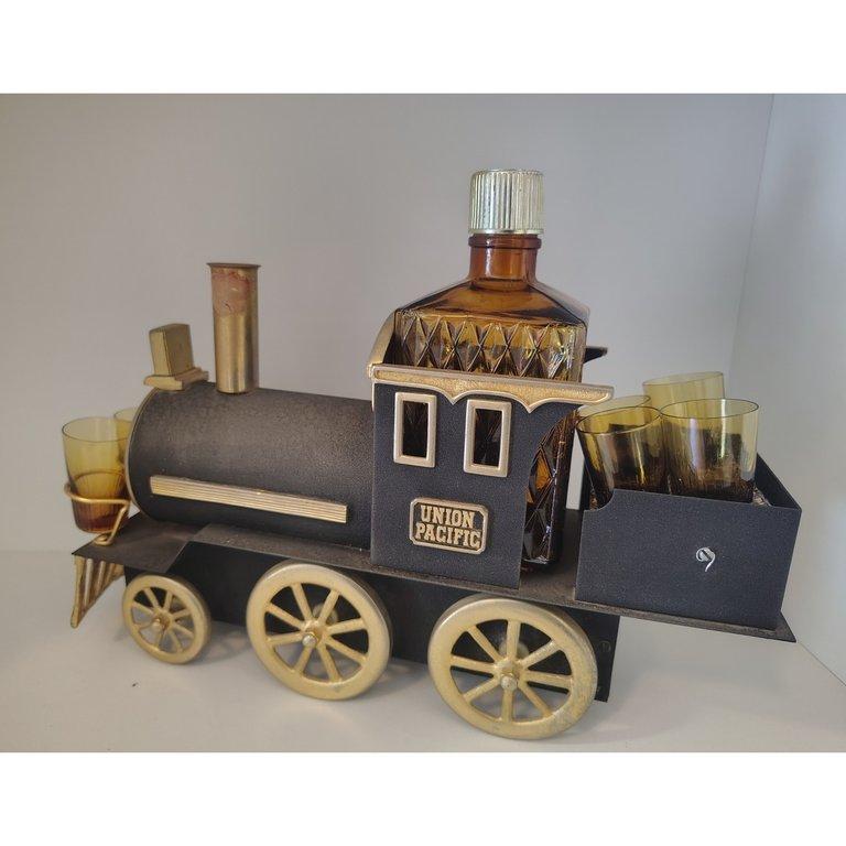 Set Licorera Musical Vintage Tren Locomotora Union Pacific Con Vasos