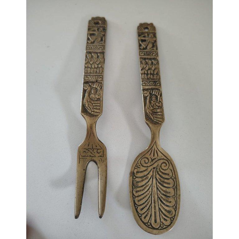 Set de Cubiertos Decorativos de Bronce Macizo - Estilo Nórdico Vikingo Serie Heilag Olav Noruega