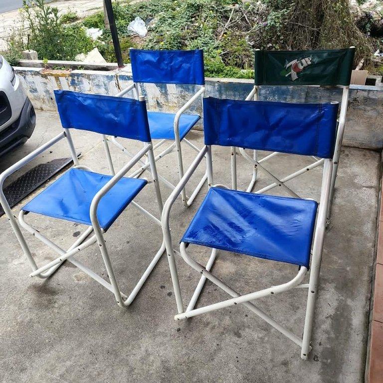 Juego de 4 Sillones de Director Plegables Publicitarios Quilmes y 7Up