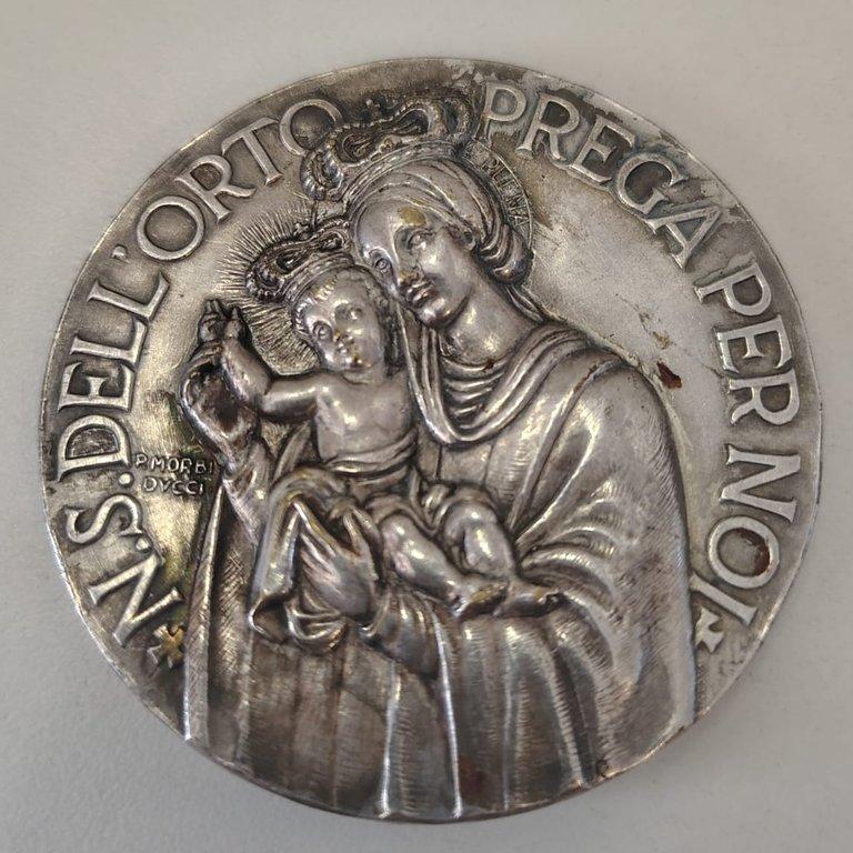 Medalla antigua San Antonio Maria Gianelli y Virgen del Huerto Morbiducci Pagani