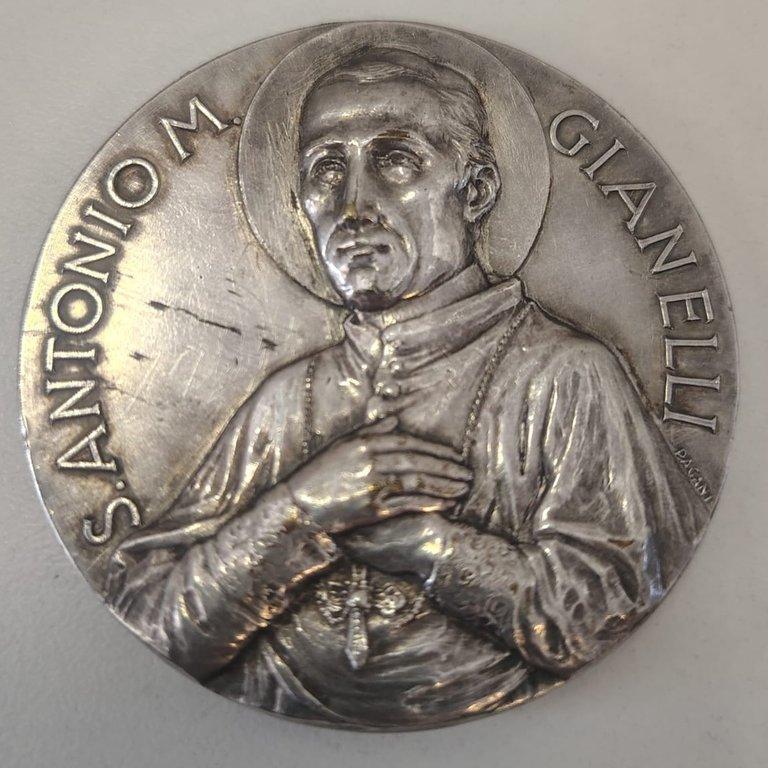 Medalla antigua San Antonio Maria Gianelli y Virgen del Huerto Morbiducci Pagani - Image 2